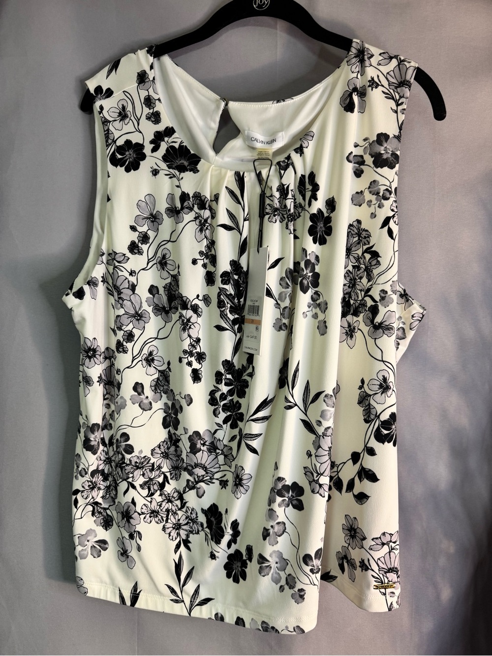 Calvin Klein White Black Floral Sleeveless Top